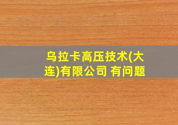 乌拉卡高压技术(大连)有限公司 有问题